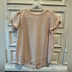 LOFT Light Pink Petal Sleeve Button-back Blouse